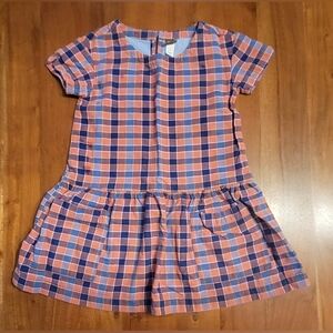 Tea Brand Bhutan Plaid Woven Pocket Dress Girls Size 4